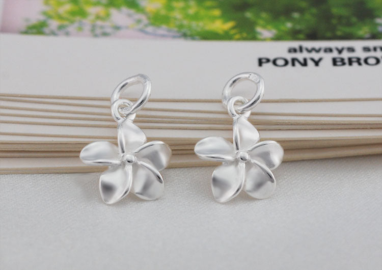 Sterling Silver Tiny Floral Charm Pendant S925 Finding