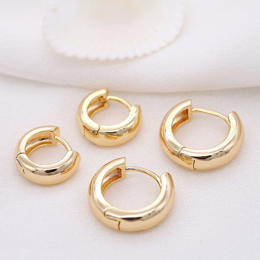 4 boucles d'oreilles créoles rondes brillantes 14K GF