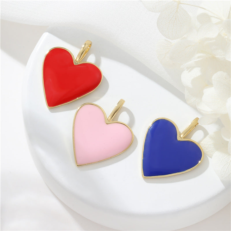 Pendentif à breloque 2 cœurs émail époxy 14K GF