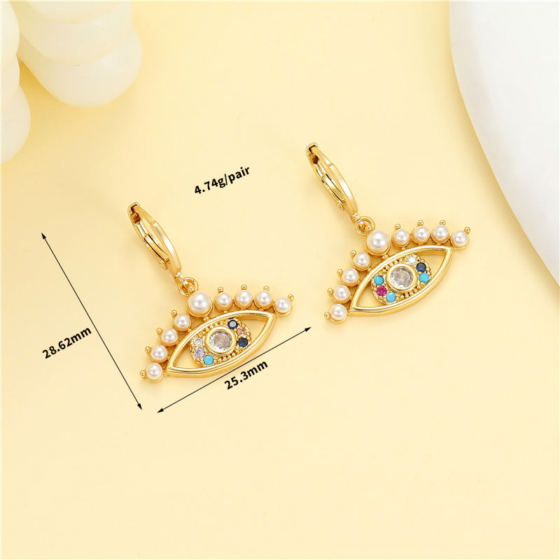 4 boucles d'oreilles créoles à breloques en émail époxy avec perles en strass ornées de perles 14K GF