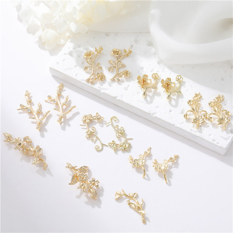 2 pendentif de charme de branche florale 14K GF perle semi-percée perle vierge