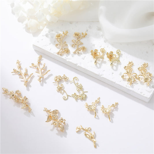 2 pendentif de charme de branche florale 14K GF perle semi-percée perle vierge