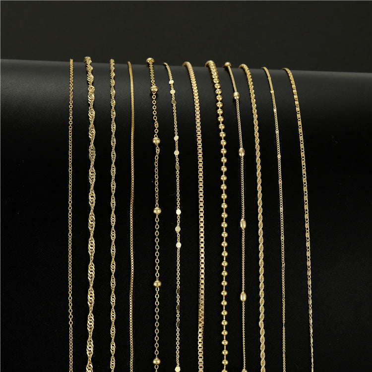 Collier de chaîne de boîte de perles de Singapour à 2 câbles 14K GF ras du cou avec rallonge