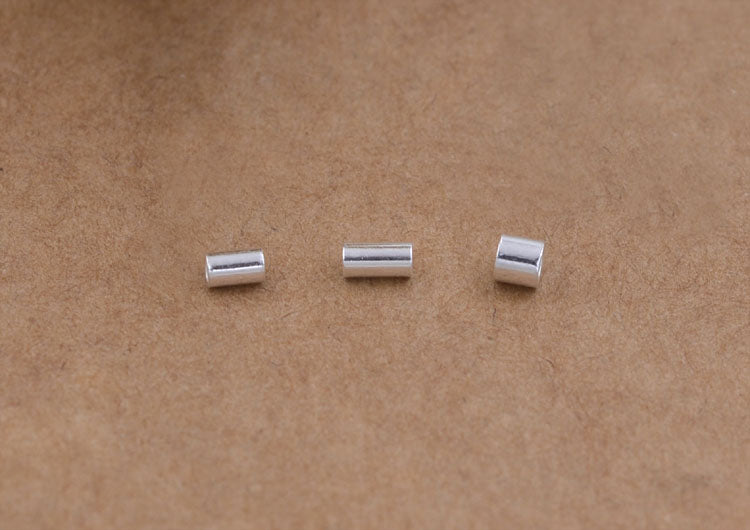 Sterling Silver Glossy Tiny Thin Pipe Positioning Bead S925 Finding