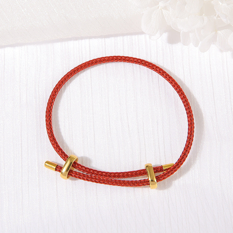 2 verstellbare schlichte geflochtene Schnurarmbänder aus 14-karätigem GF-Armband