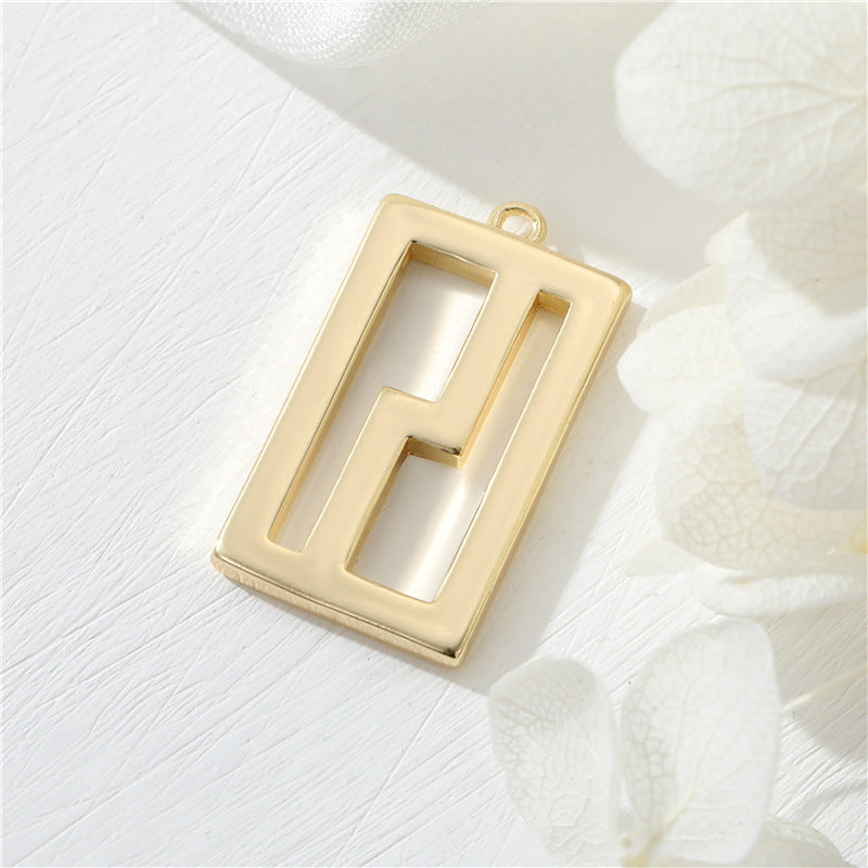 Pendentif à breloque 2 pièces rectangulaires 14K GF
