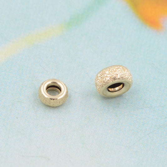 1/20 14K Gold Filled Sterling Silver Frosted Flat Roundelle Wheel Bead S925 Finding