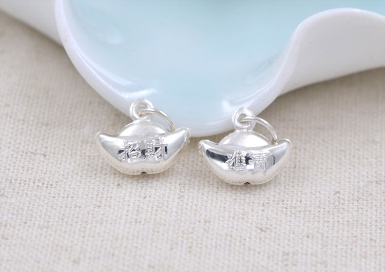 Pendentif à breloque en lingot de richesse en argent sterling S990