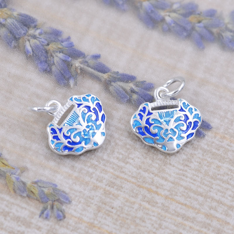 Pendentif à breloque de longévité en émail époxy en argent sterling S925