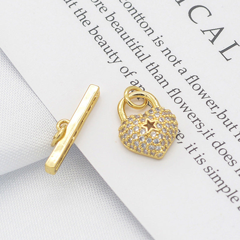 Connecteur de fermoirs ornés de strass 2 cœurs OT, 14K GF