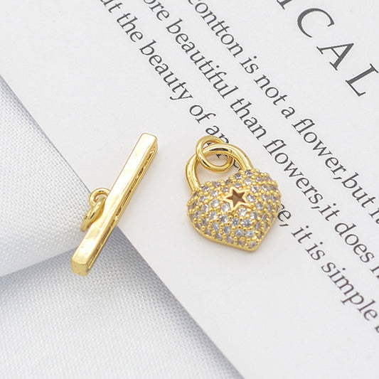 Connecteur de fermoirs ornés de strass 2 cœurs OT, 14K GF