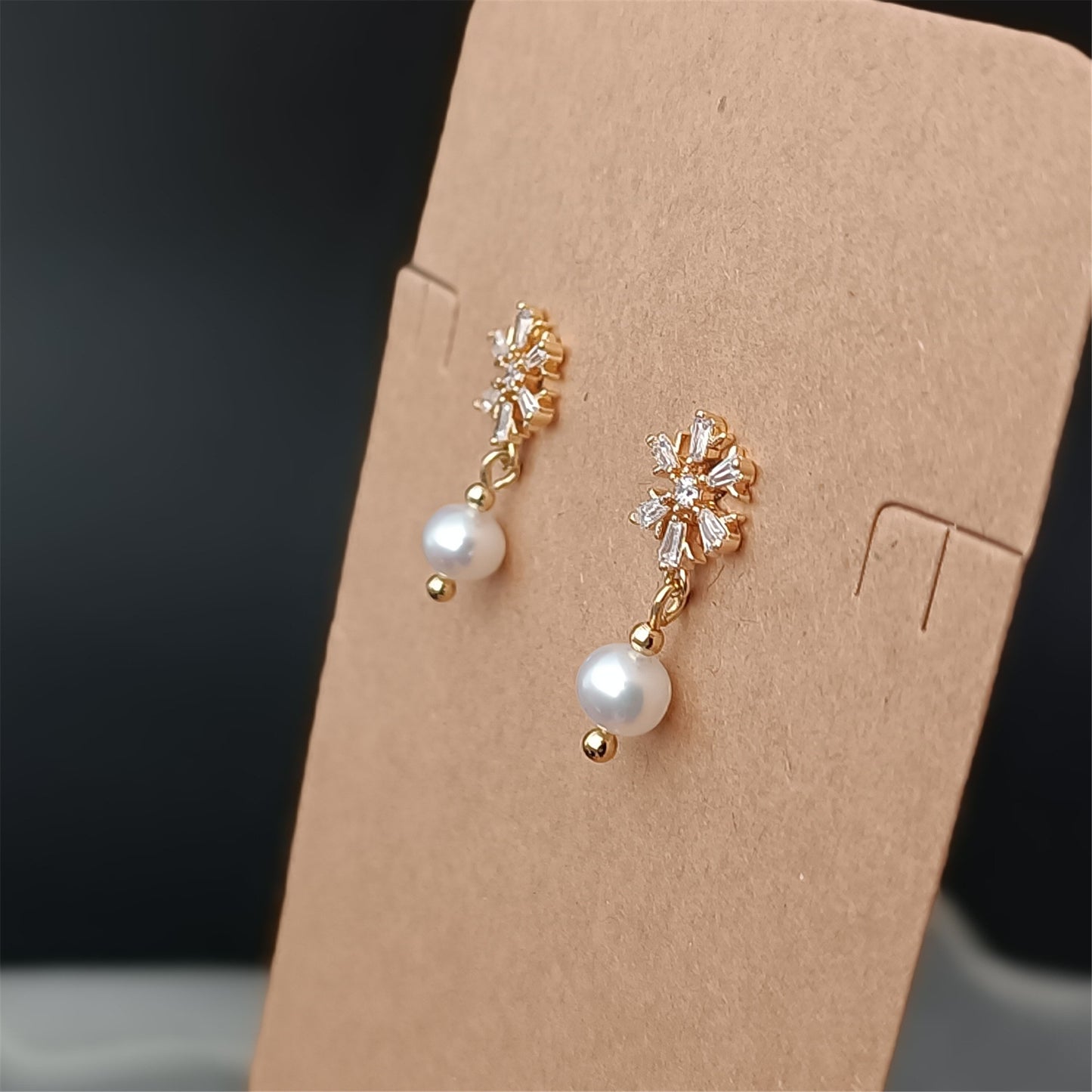 Boucles d'oreilles en perles d'eau douce naturelles, usage quotidien, 14K GF CZ, flocon de neige, clou d'oreille pendant