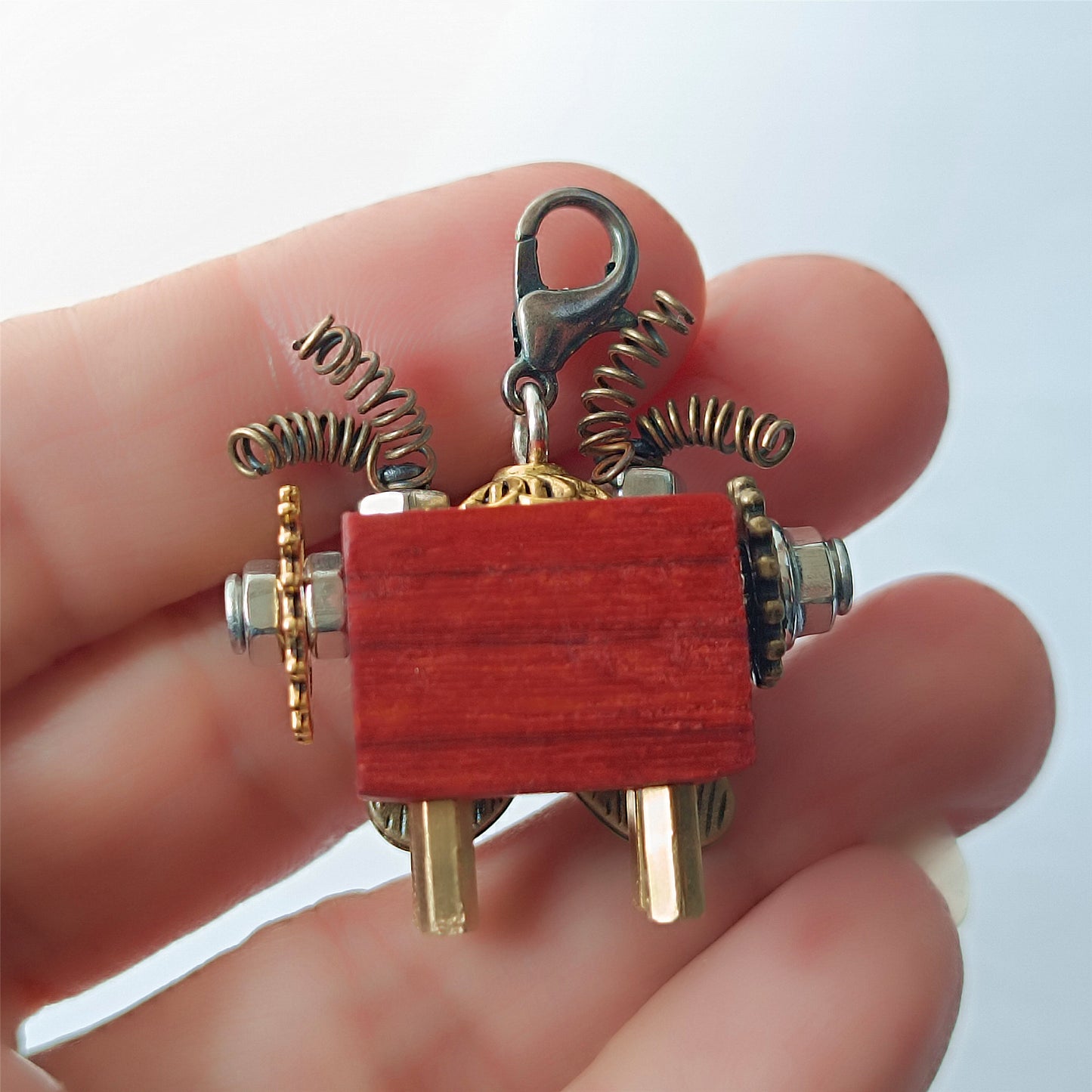 Steampunk Holz Roboter Spielzeug Dekoration College Student Geburtstagsgeschenk Wohnheim Büro Schreibtisch Zubehör Holz Lustige Geek Zimmer Dekor Schlüsselanhänger Anhänger 