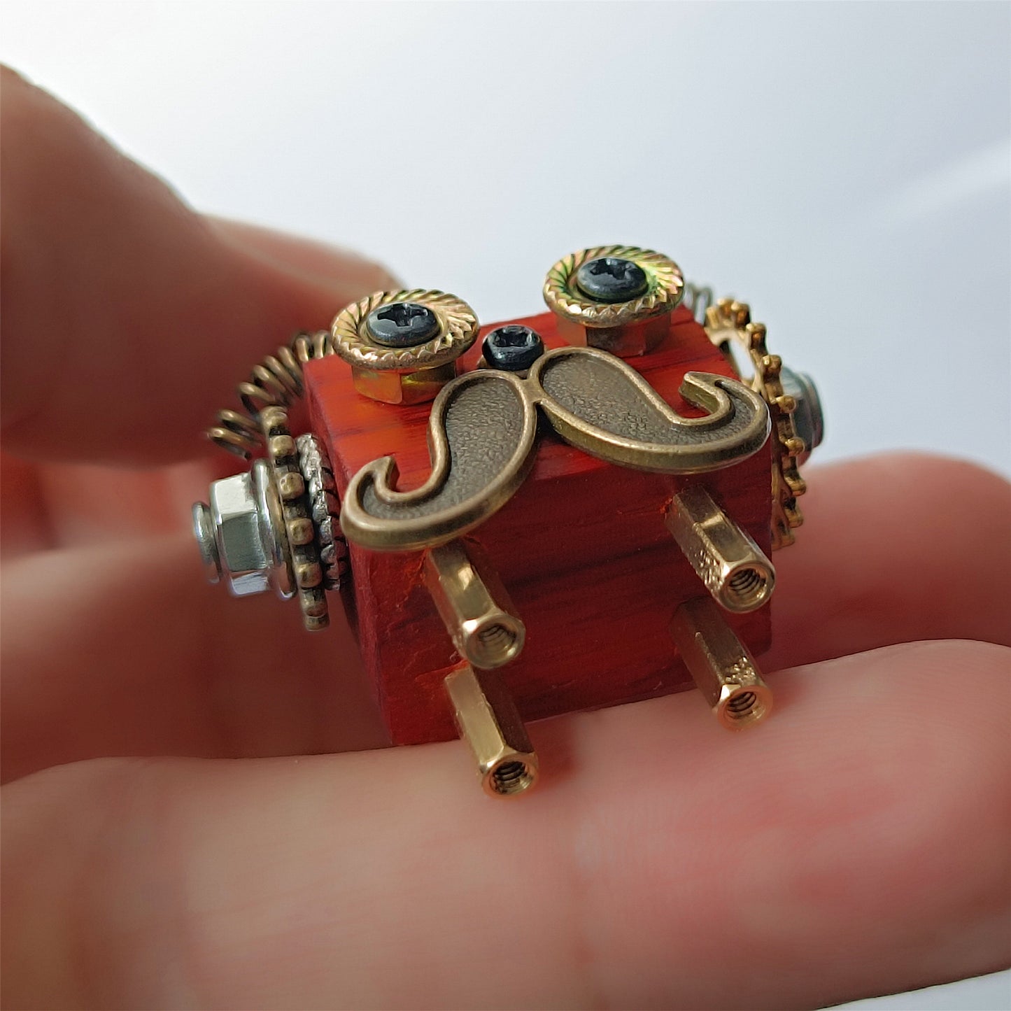 Steampunk Holz Roboter Spielzeug Dekoration College Student Geburtstagsgeschenk Wohnheim Büro Schreibtisch Zubehör Holz Lustige Geek Zimmer Dekor Schlüsselanhänger Anhänger 