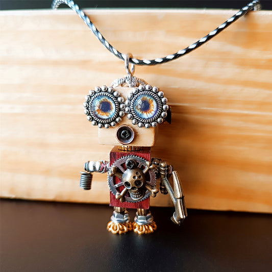 Steampunk bois Robot jouet décoration collège étudiant cadeau d'anniversaire dortoir bureau accessoires en bois drôle Geek chambre décor porte-clés pendentif 