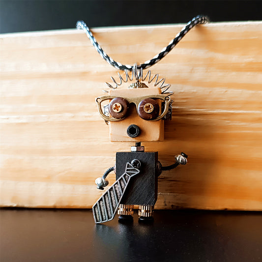Steampunk bois Robot jouet décoration collège étudiant cadeau d'anniversaire dortoir bureau accessoires en bois drôle Geek chambre décor porte-clés pendentif