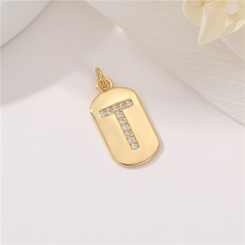 2 pendentif à breloque initiale Alphabet AZ orné de strass 14K GF