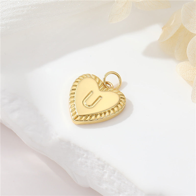 Pendentif à breloque 2 coeurs initiales Alphabet AZ 14K GF