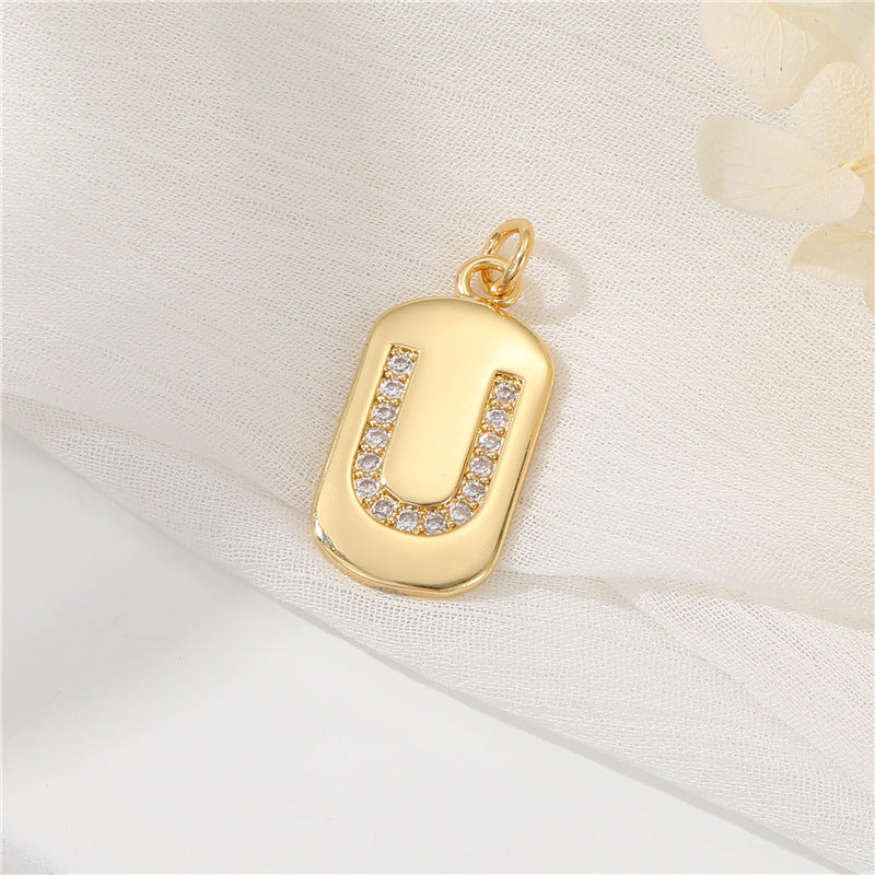 2 pendentif à breloque initiale Alphabet AZ orné de strass 14K GF