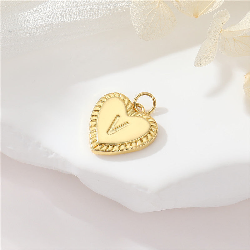 Pendentif à breloque 2 coeurs initiales Alphabet AZ 14K GF