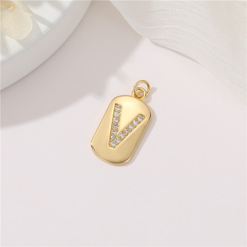 2 pendentif à breloque initiale Alphabet AZ orné de strass 14K GF
