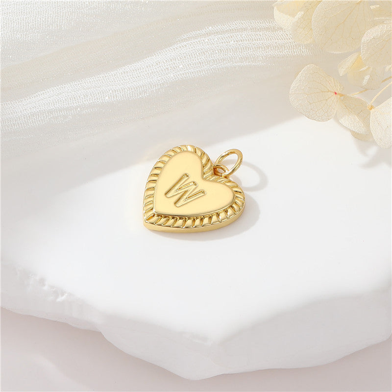 Pendentif à breloque 2 coeurs initiales Alphabet AZ 14K GF