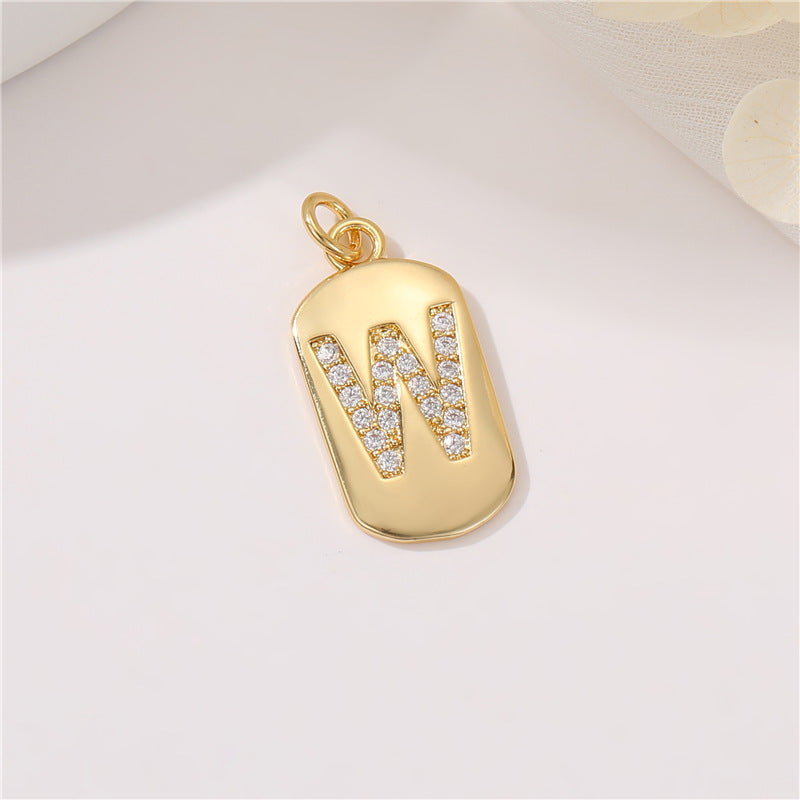 2 pendentif à breloque initiale Alphabet AZ orné de strass 14K GF