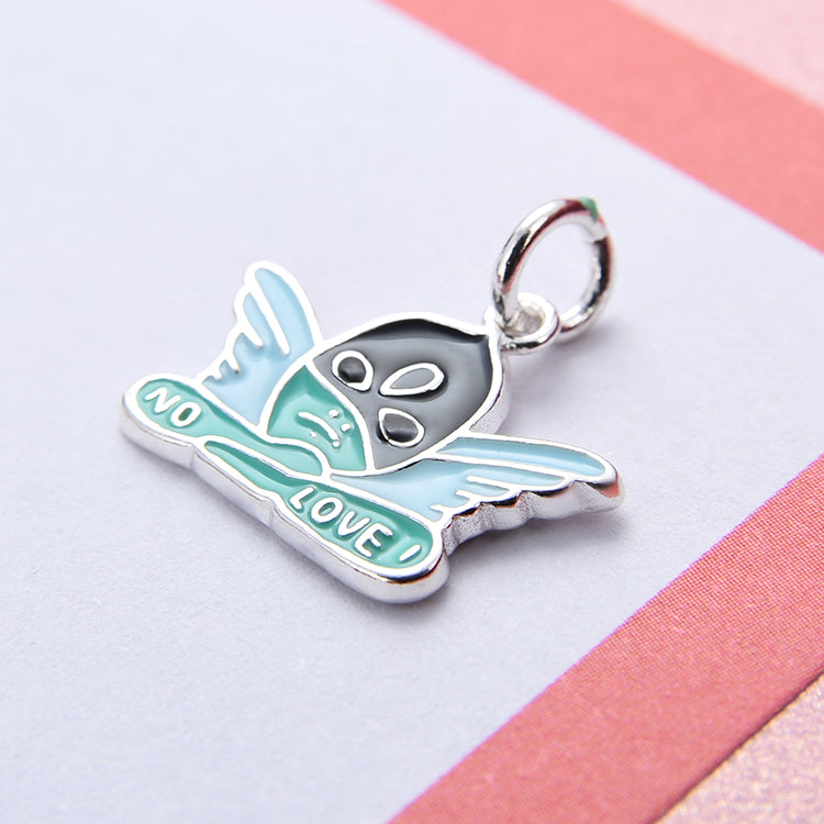 Pendentif à breloque en forme de dinosaure UFO NoLove Earth Cross arc-en-ciel en argent sterling S925