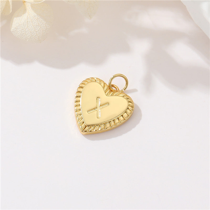 Pendentif à breloque 2 coeurs initiales Alphabet AZ 14K GF