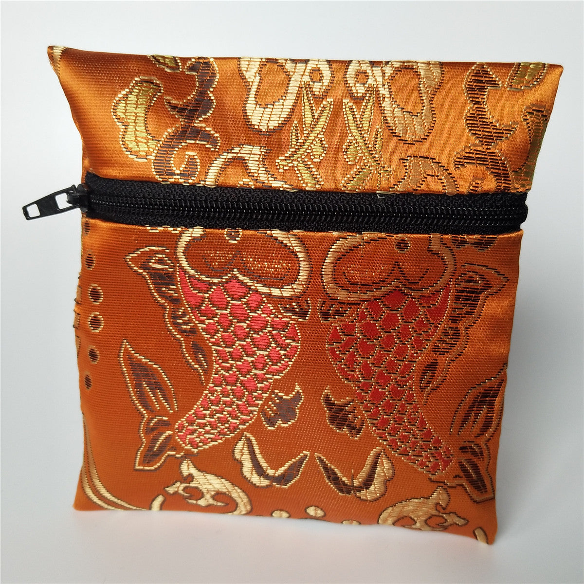 5x5" Colorful Floral Chinese Silk Pouch Pocket Money Coin Bag with Zip Grab Rosary Bead Traditional Packaging Bags for Jewelry Gift