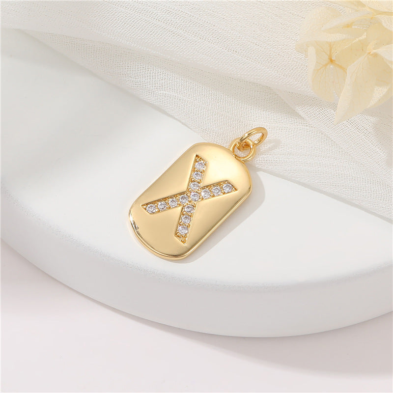 2 pendentif à breloque initiale Alphabet AZ orné de strass 14K GF