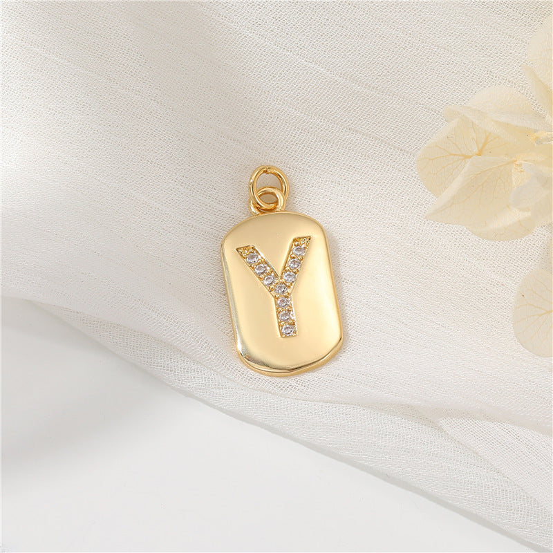2 pendentif à breloque initiale Alphabet AZ orné de strass 14K GF