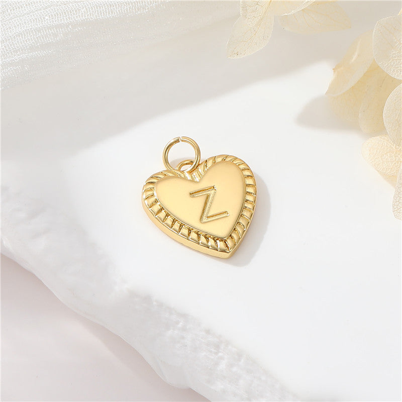 Pendentif à breloque 2 coeurs initiales Alphabet AZ 14K GF