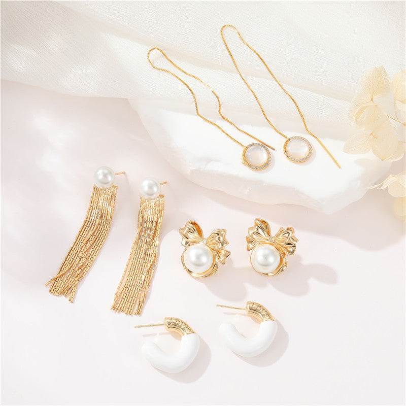 4 Schlangenketten-Ohrstecker, 14 K GF, halbgebohrte Perlen, Rohling