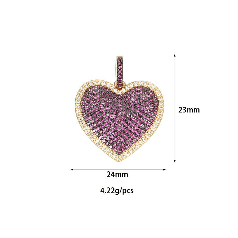 Pendentif à breloque 2 cœurs en émail époxy 14K GF strass embelli