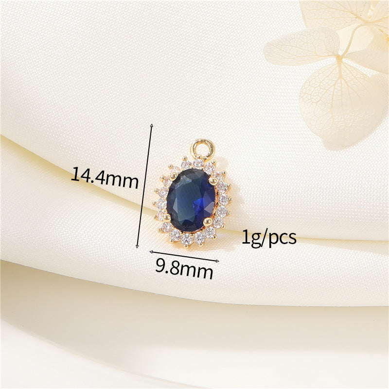 2 Oval Diamond Square Rectangle Charm Pendant Rhinestone Embellished 14K GF