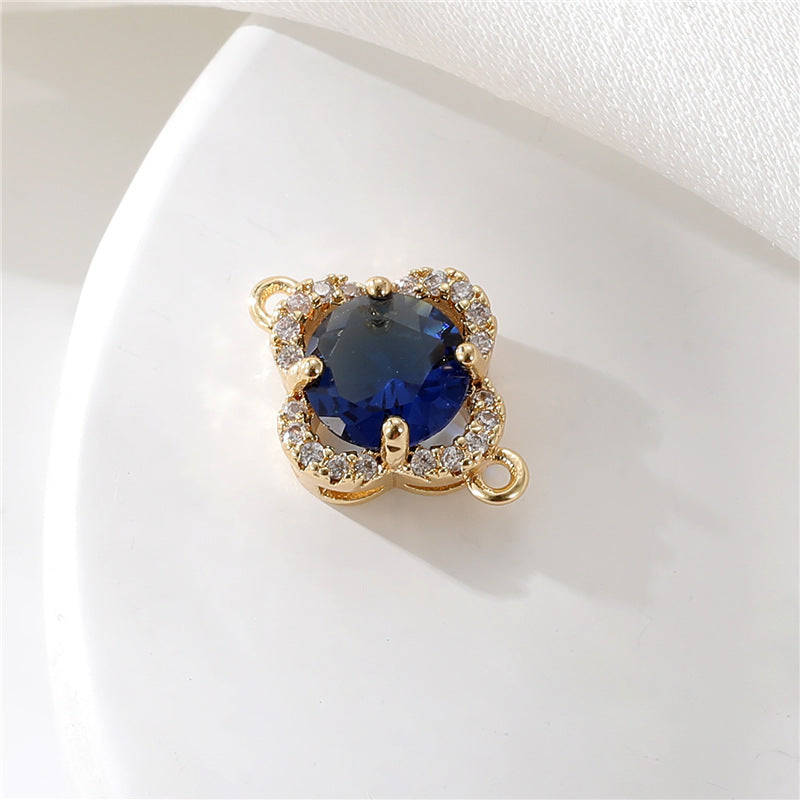 2 connecteurs de charme floral à double boucle ornés de strass 14K GF