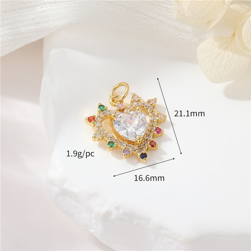 Pendentif à breloque 2 cœurs avec perles en strass ornées de perles 14K GF