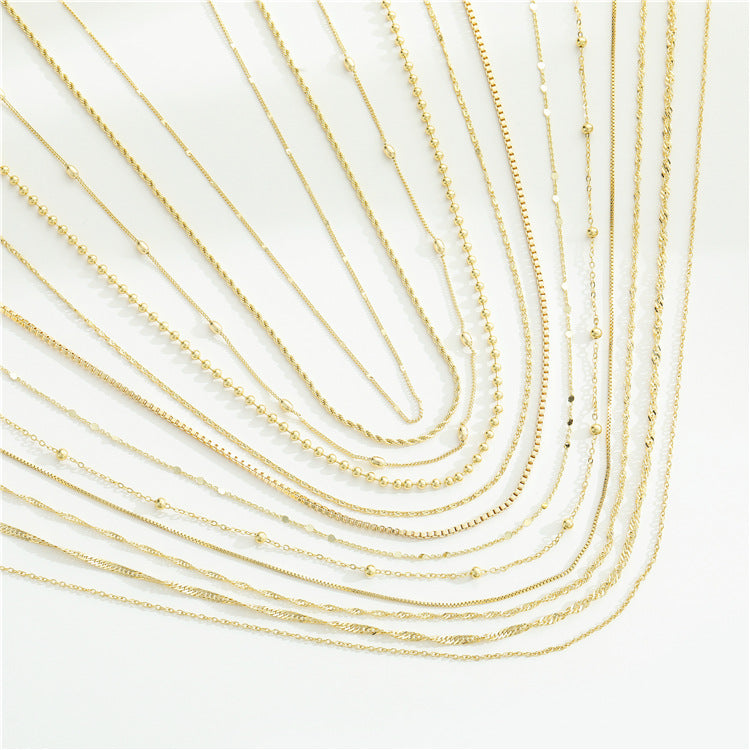 Collier de chaîne de boîte de perles de Singapour à 2 câbles 14K GF ras du cou avec rallonge