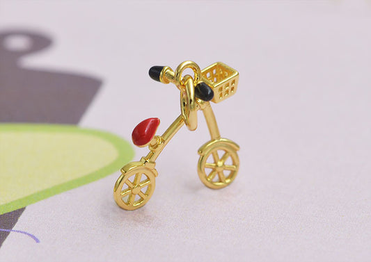 Sterling Silver Enamel Epoxy Bicycle Charm Pendant S925 Finding