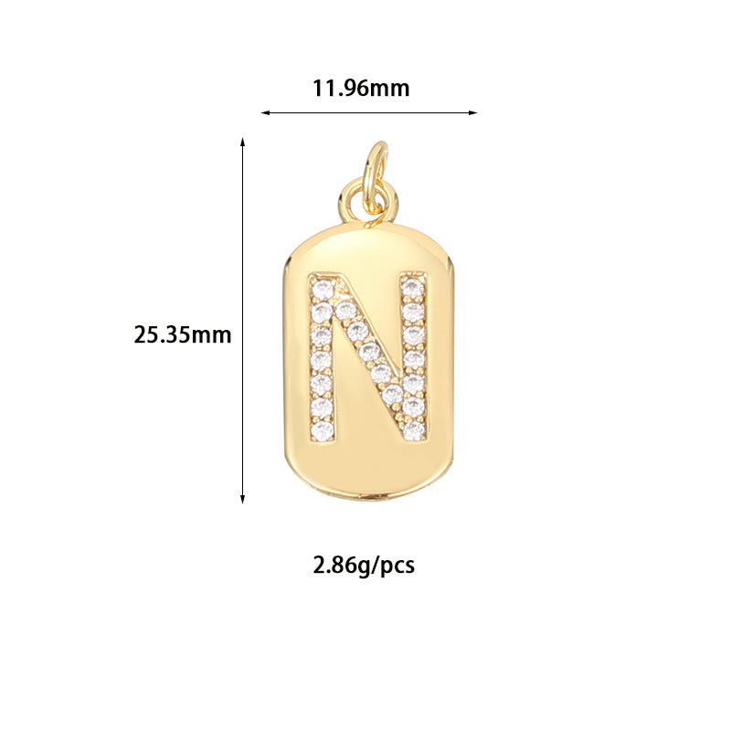 2 pendentif à breloque initiale Alphabet AZ orné de strass 14K GF
