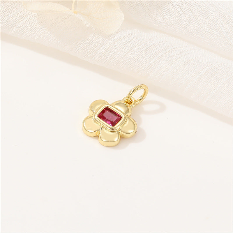2 pendentifs à breloque coeur floral ornés de strass 14K GF