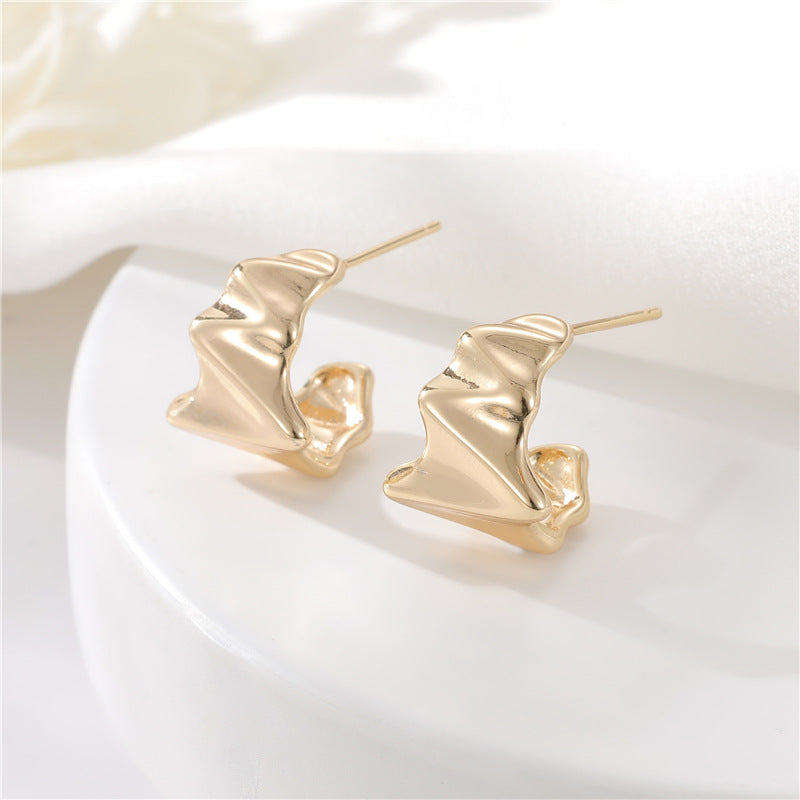 4 boucles d'oreilles rectangulaires papillon demi-cercle 14K GF Earing