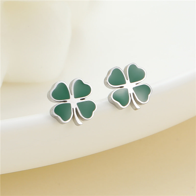 4 Émail Époxy Trèfle à quatre feuilles Orange Pastèque Floral Papillon Carré Coeur Cactus Boucles d’oreilles à tige 14K GF Strass Embelli Boucle d’oreille