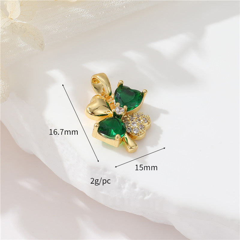 2 coeur floral lune cercle étoile arbre de Noël pendentif à breloque strass embelli 14K GF