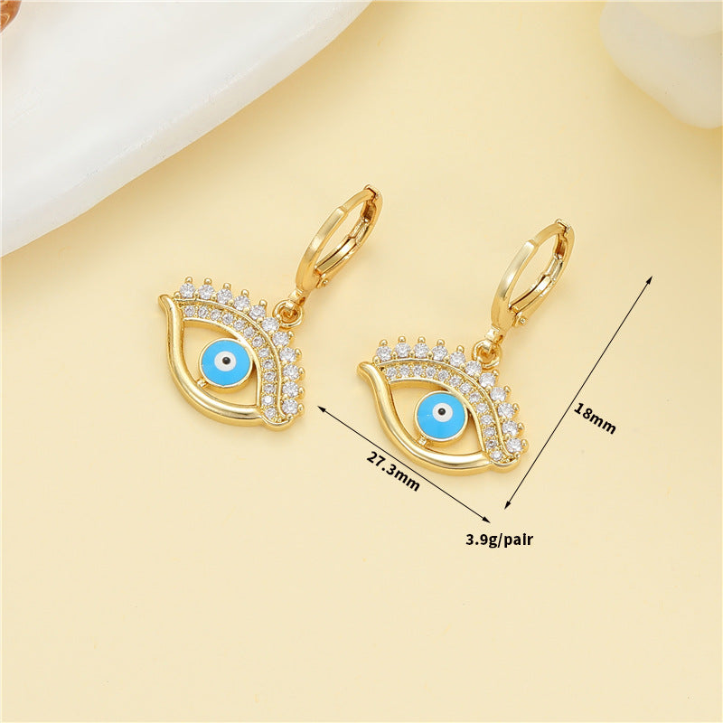 4 boucles d'oreilles créoles à breloques en émail époxy avec perles en strass ornées de perles 14K GF