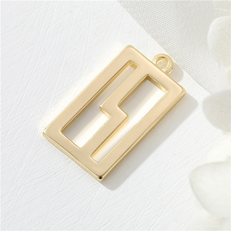 Pendentif à breloque 2 pièces rectangulaires 14K GF
