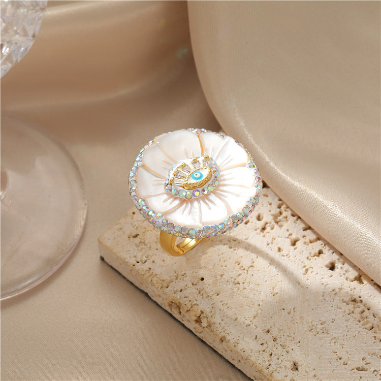 2 bague de déclaration en pierre naturelle à cercle ouvert, coquille de perle, Amazonite, Turquoise, Quartz rutilé, 14K GF