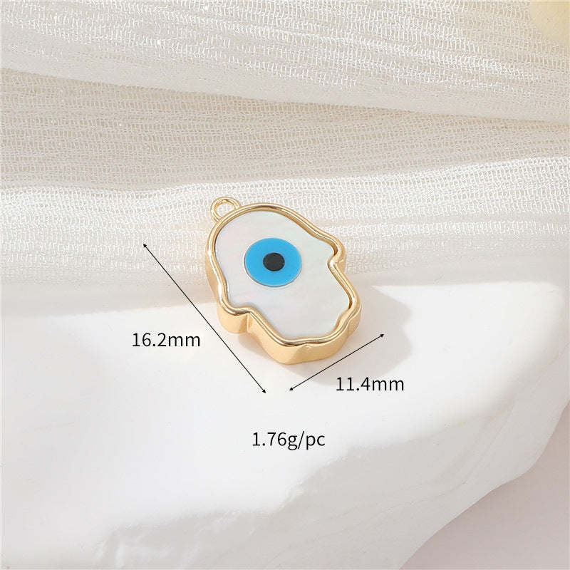 2 Kreuz Hand Rundes Auge Blumen Herz Schmetterling Charm Anhänger Harz Strass verziert 14K GF