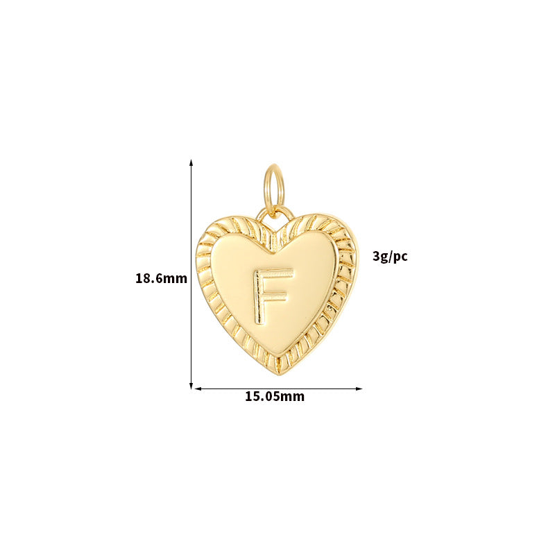 Pendentif à breloque 2 coeurs initiales Alphabet AZ 14K GF